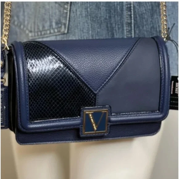 Victoria’s Secret Crossover Chain Shoulder Bag Purse Limited Edition Navy Blue - Picture 6 of 9